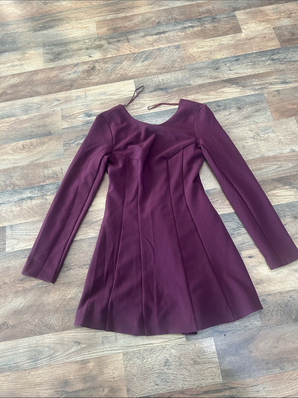 Zara Plum Long-Sleeve Fit & Flare Dress